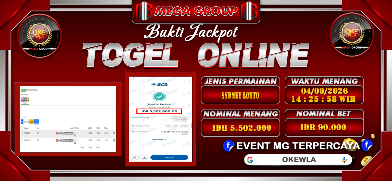 Bukti JP situs Okewla hari Jumat, 04 September 2026