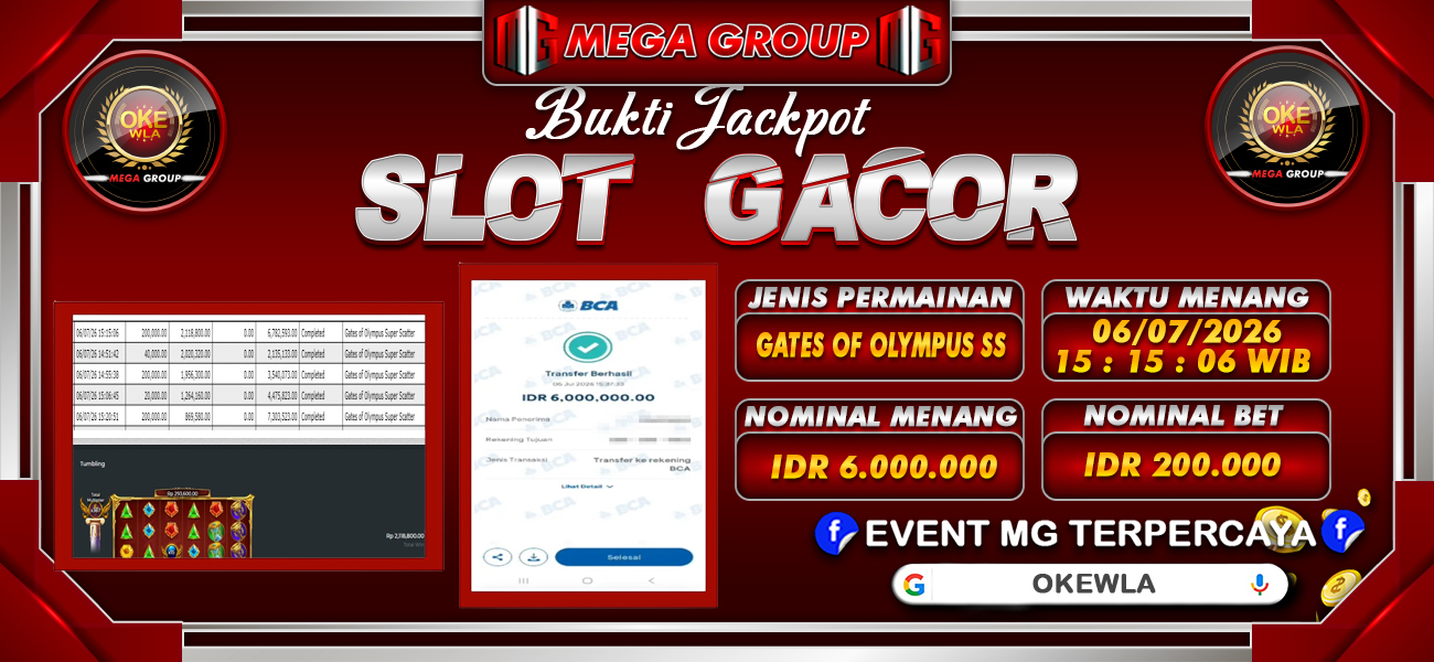 Bukti JP situs Okewla hari Senin, 06 Juli 2026