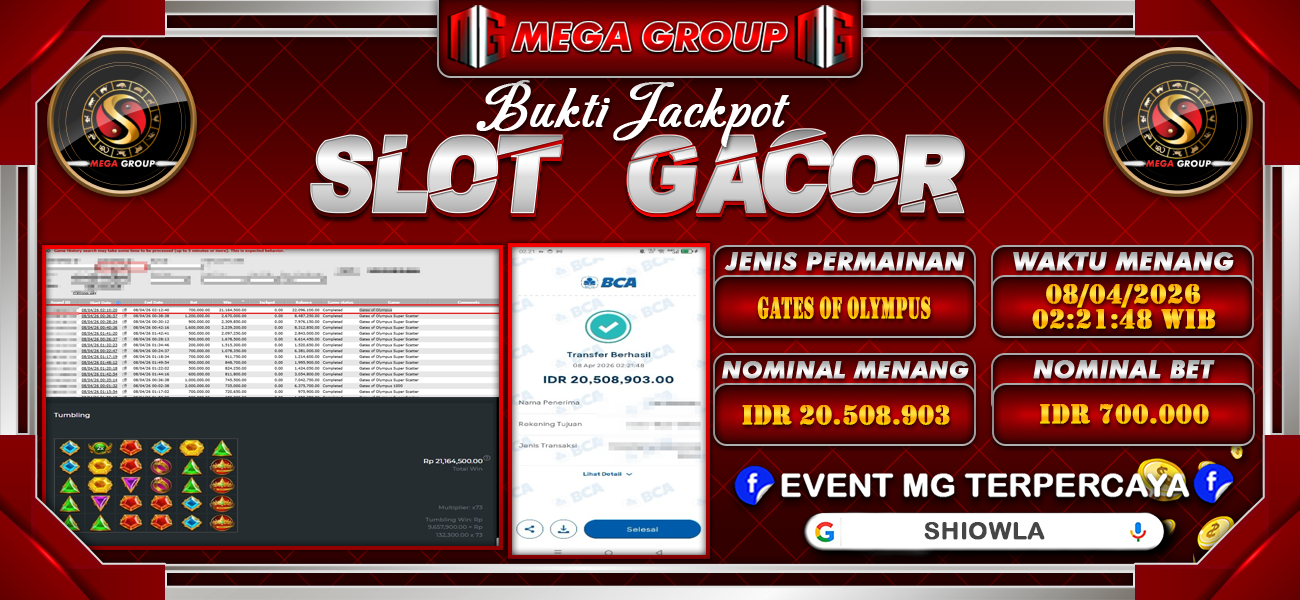 Bukti JP situs Shiowla hari Rabu, 08 April 2026