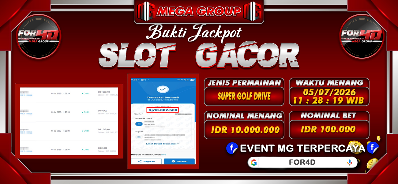 Bukti JP situs For4D hari Senin, 06 Juli 2026