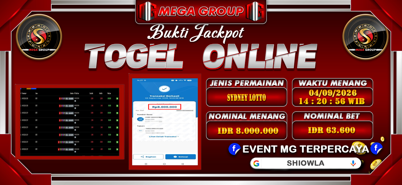 Bukti JP situs Shiowla hari Jumat, 04 September 2026