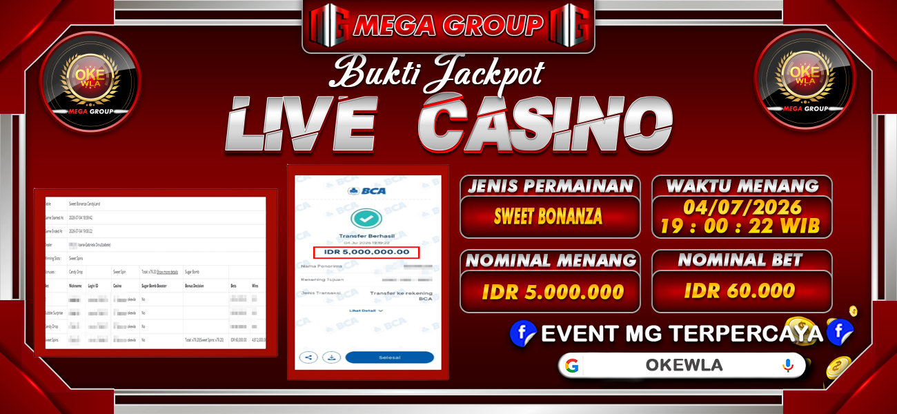 Bukti JP situs Okewla hari Senin, 06 Juli 2026