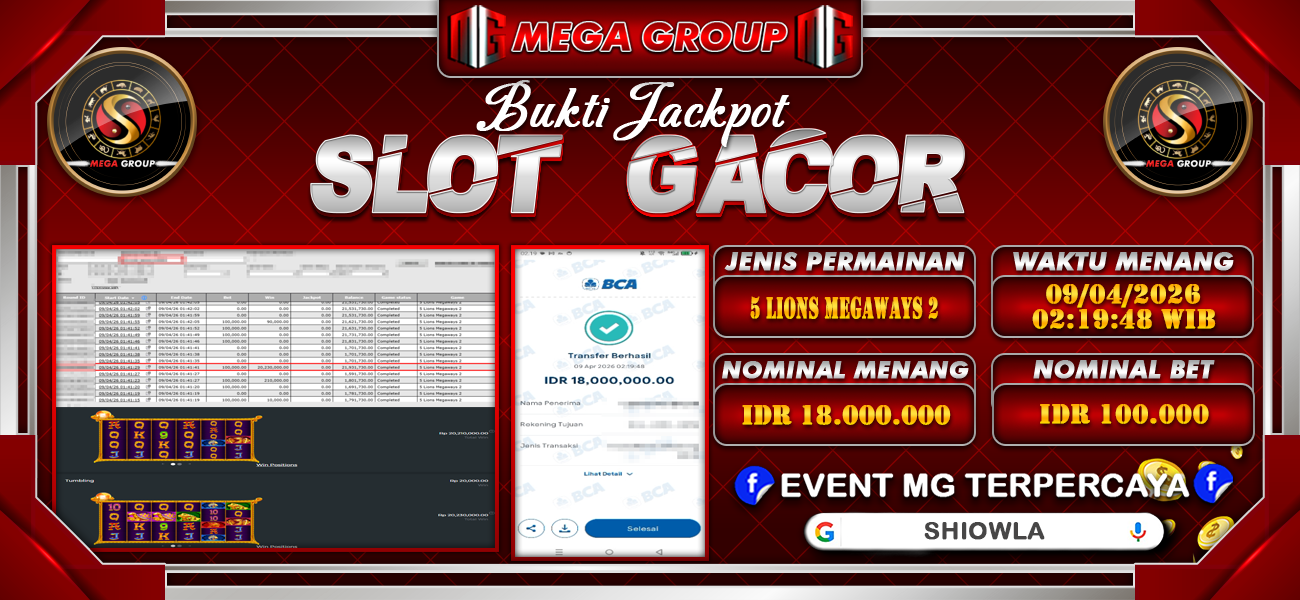 Bukti JP situs Shiowla hari Kamis, 09 April 2026