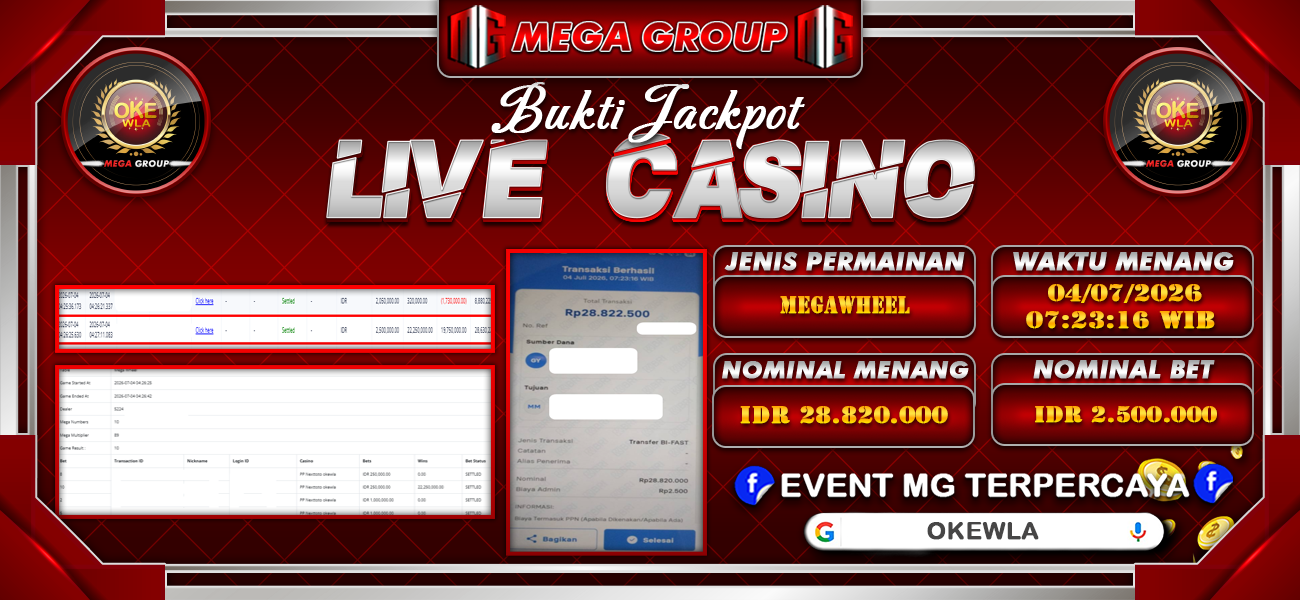 Bukti JP situs Okewla hari Sabtu, 04 Juli 2026