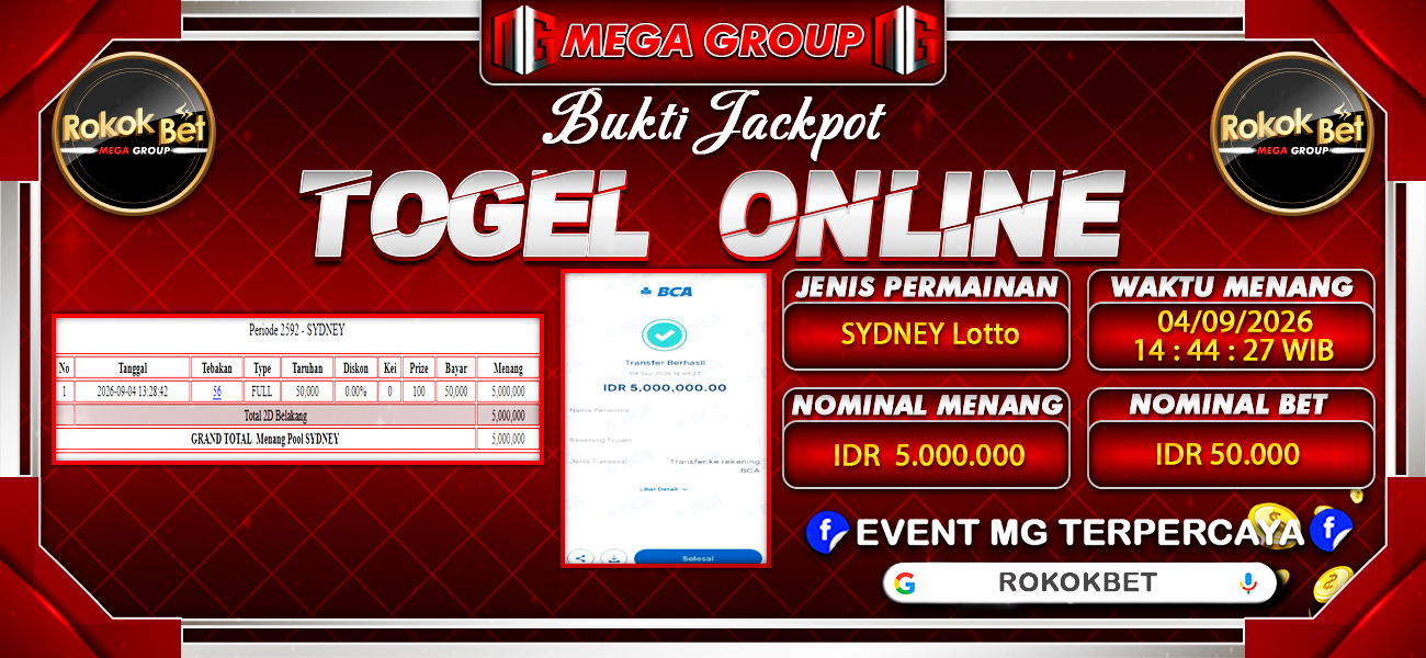 Bukti JP situs Rokokbet hari Jumat, 04 September 2026