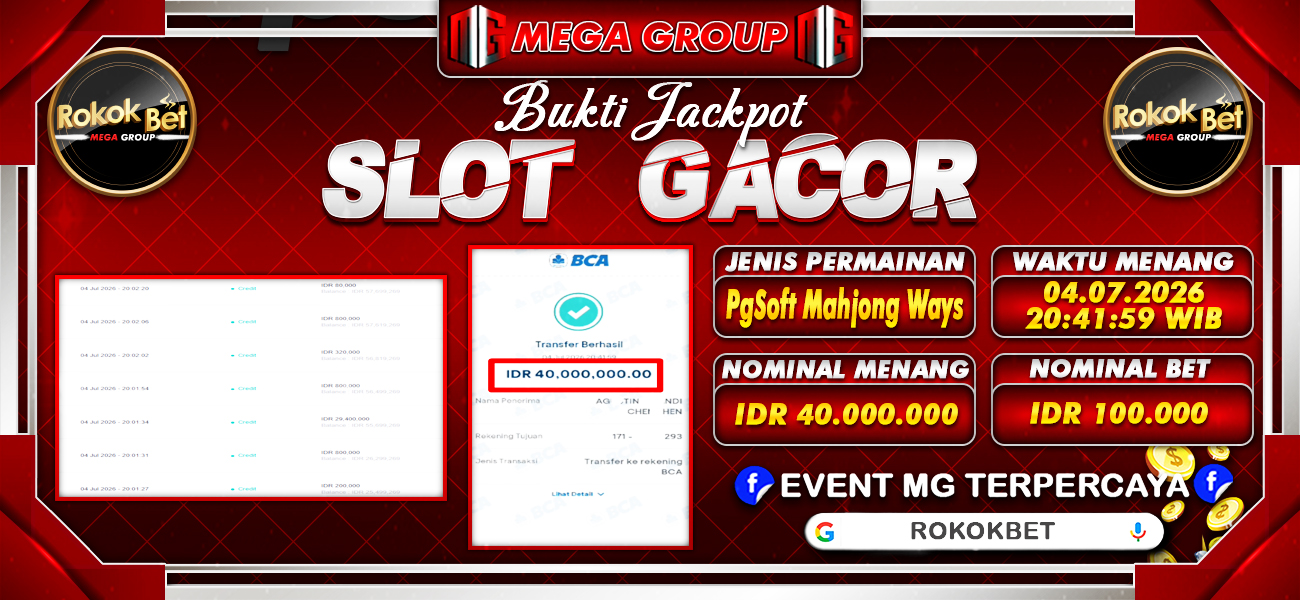 Bukti JP situs Rokokbet hari Sabtu, 04 Juli 2026