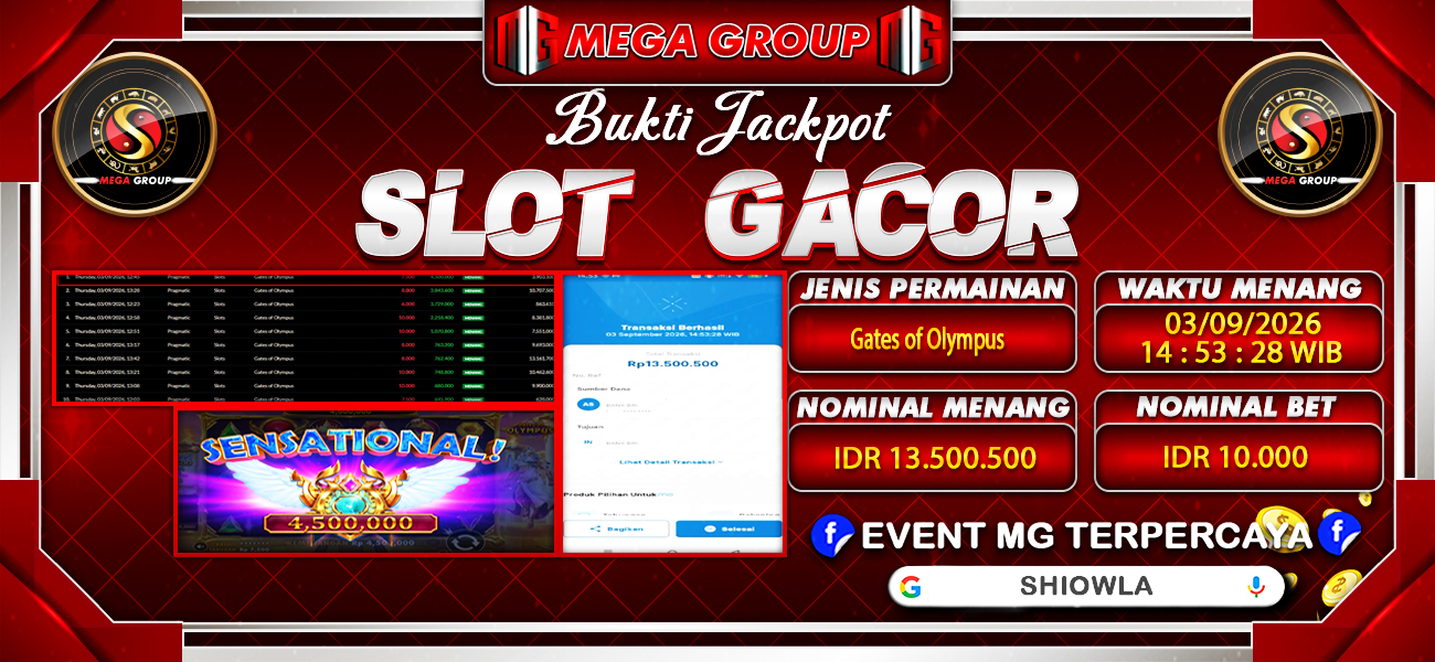 Bukti JP situs Shiowla hari Kamis, 03 September 2026