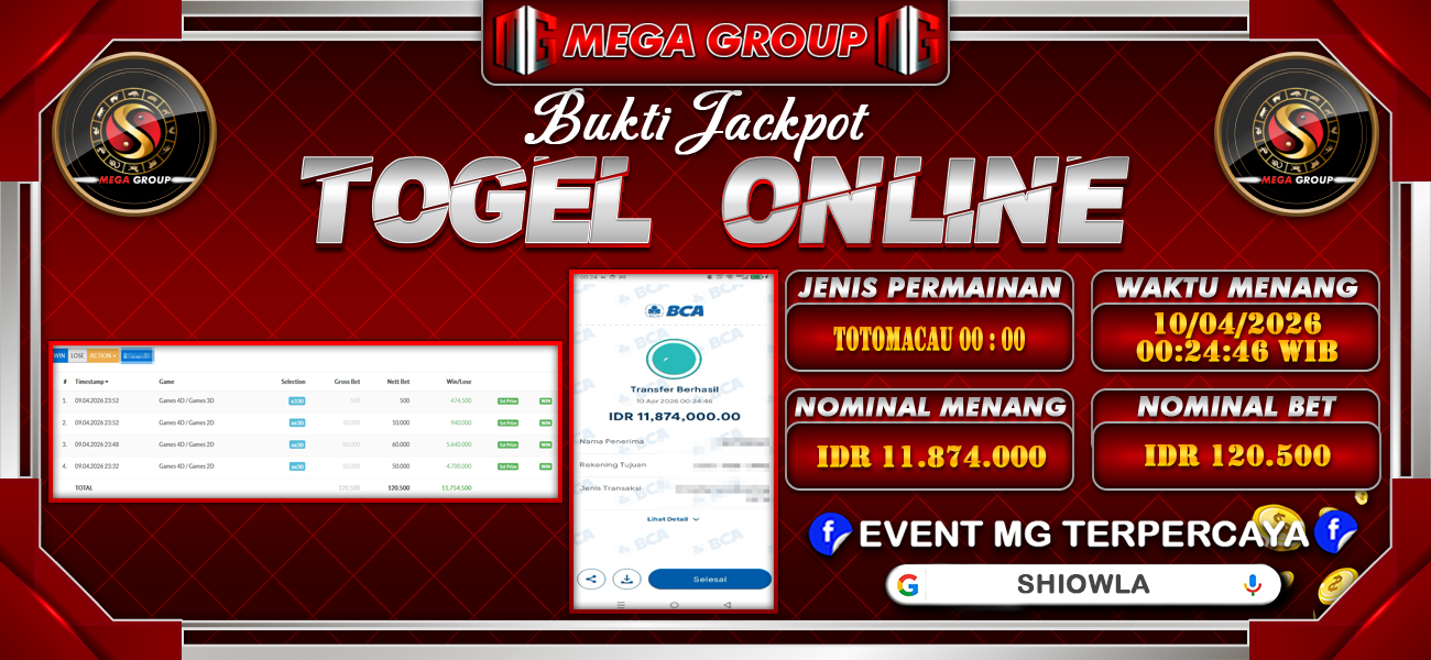 Bukti JP situs Shiowla hari Jumat, 10 April 2026