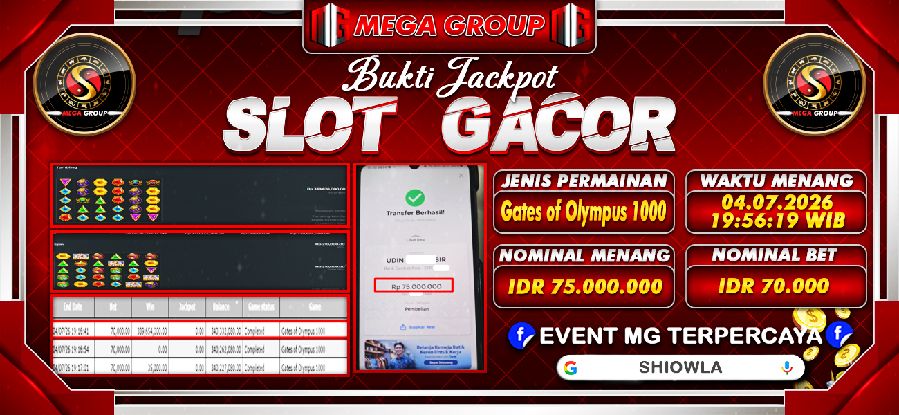 Bukti JP situs Shiowla hari Sabtu, 04 Juli 2026
